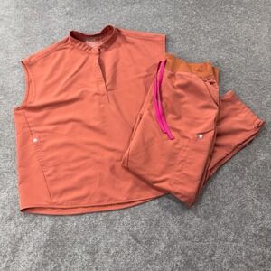 FIGS Rafaela HW Yola Scrub Set Women XL XLP Clay Orange Sleeveless Skinny Cargo